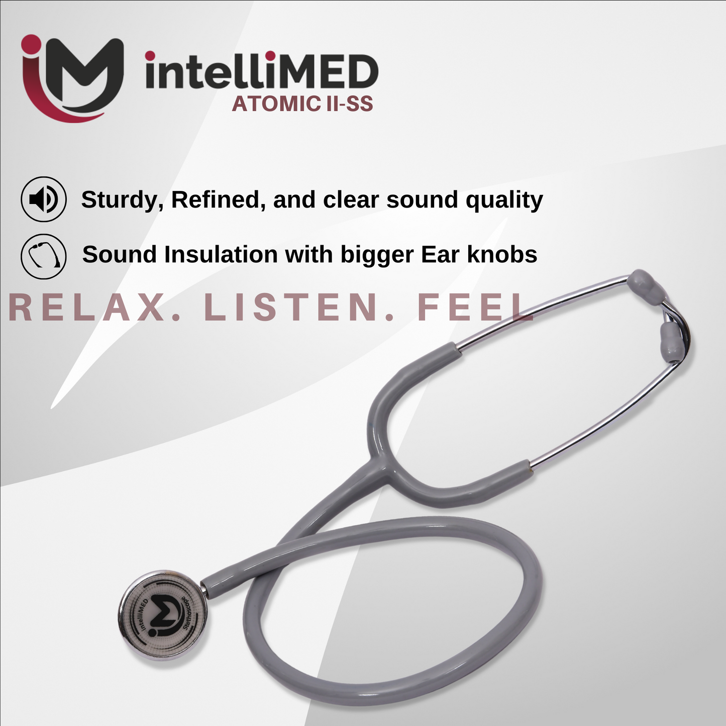 intelliMED Atomic II-SS Stethoscope, Dual head Stainless Steel Stethoscope with enhanced acoustic Clarity, 1 Year Warranty