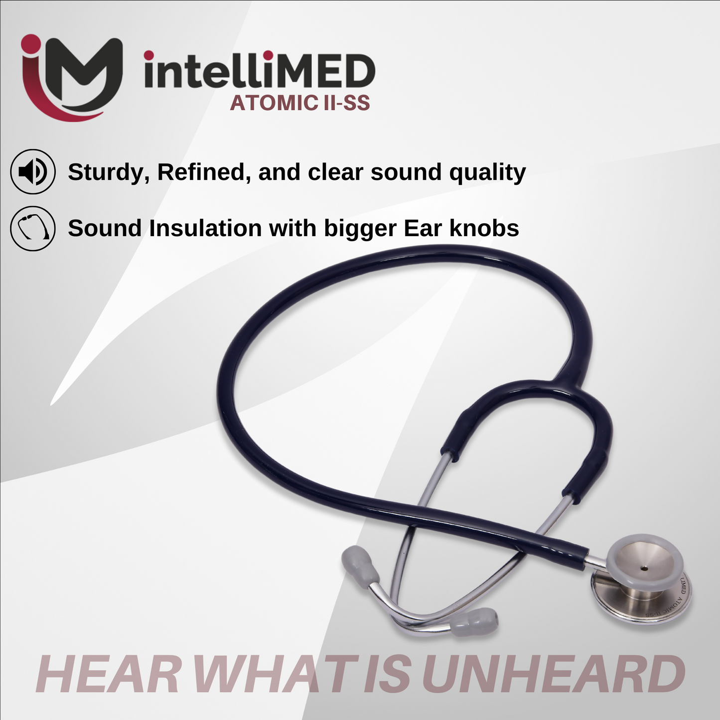 intelliMED Atomic II-SS Stethoscope, Dual head Stainless Steel Stethoscope with enhanced acoustic Clarity, 1 Year Warranty