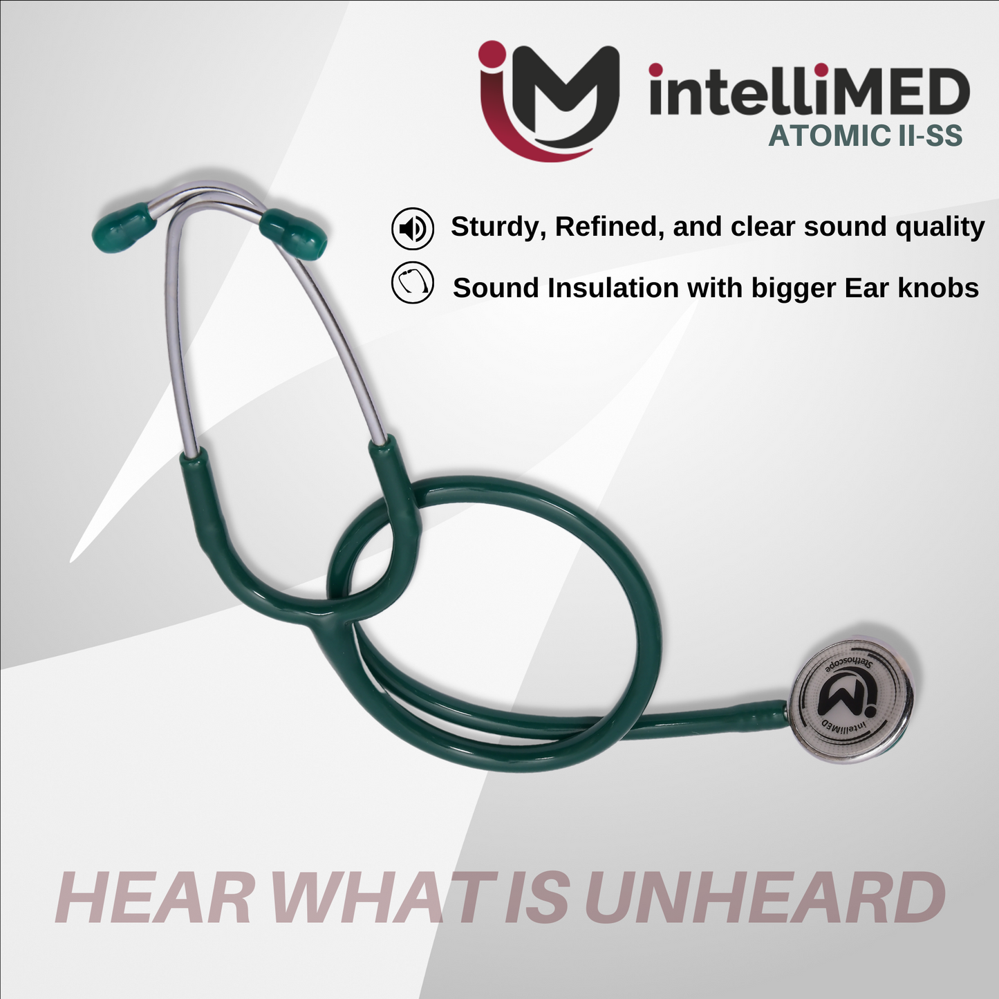 intelliMED Atomic II-SS Stethoscope, Dual head Stainless Steel Stethoscope with enhanced acoustic Clarity, 1 Year Warranty