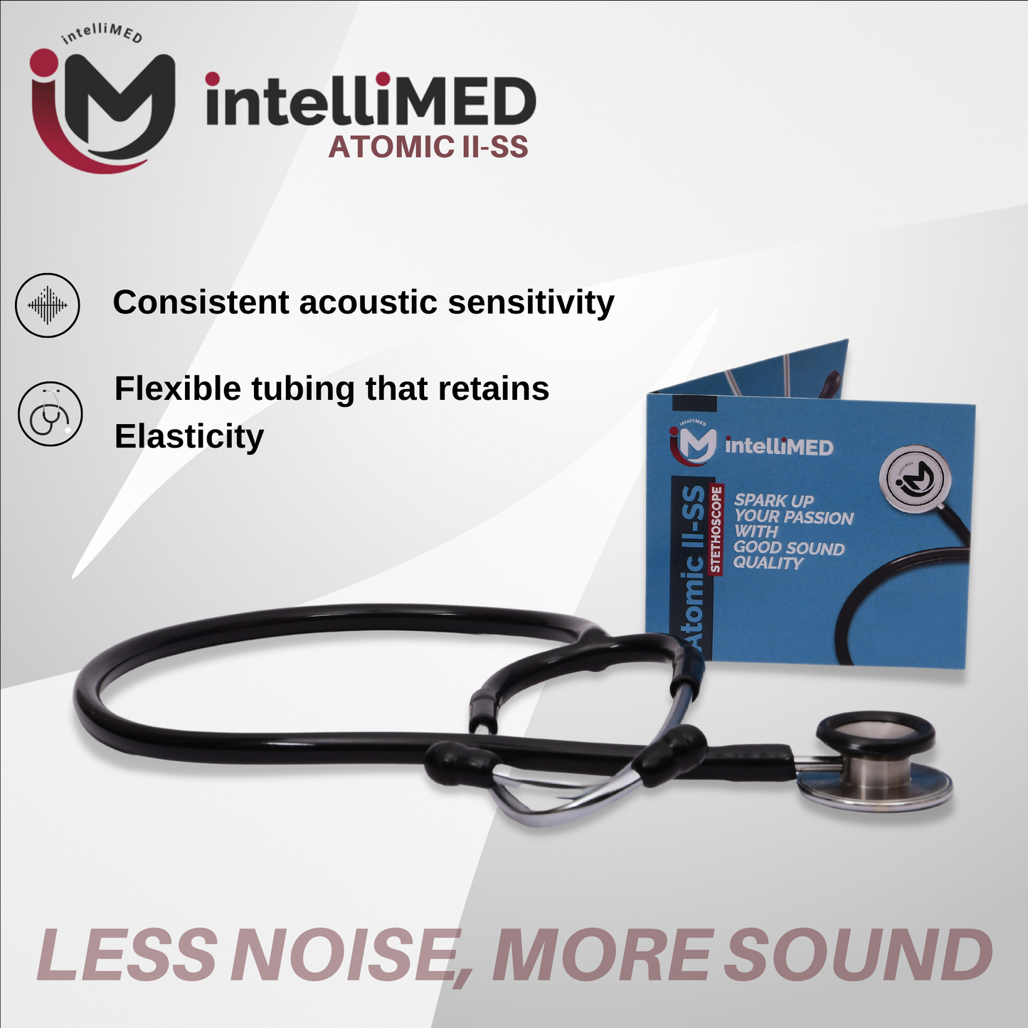 intelliMED Atomic II-SS Stethoscope, Dual head Stainless Steel Stethoscope with enhanced acoustic Clarity, 1 Year Warranty