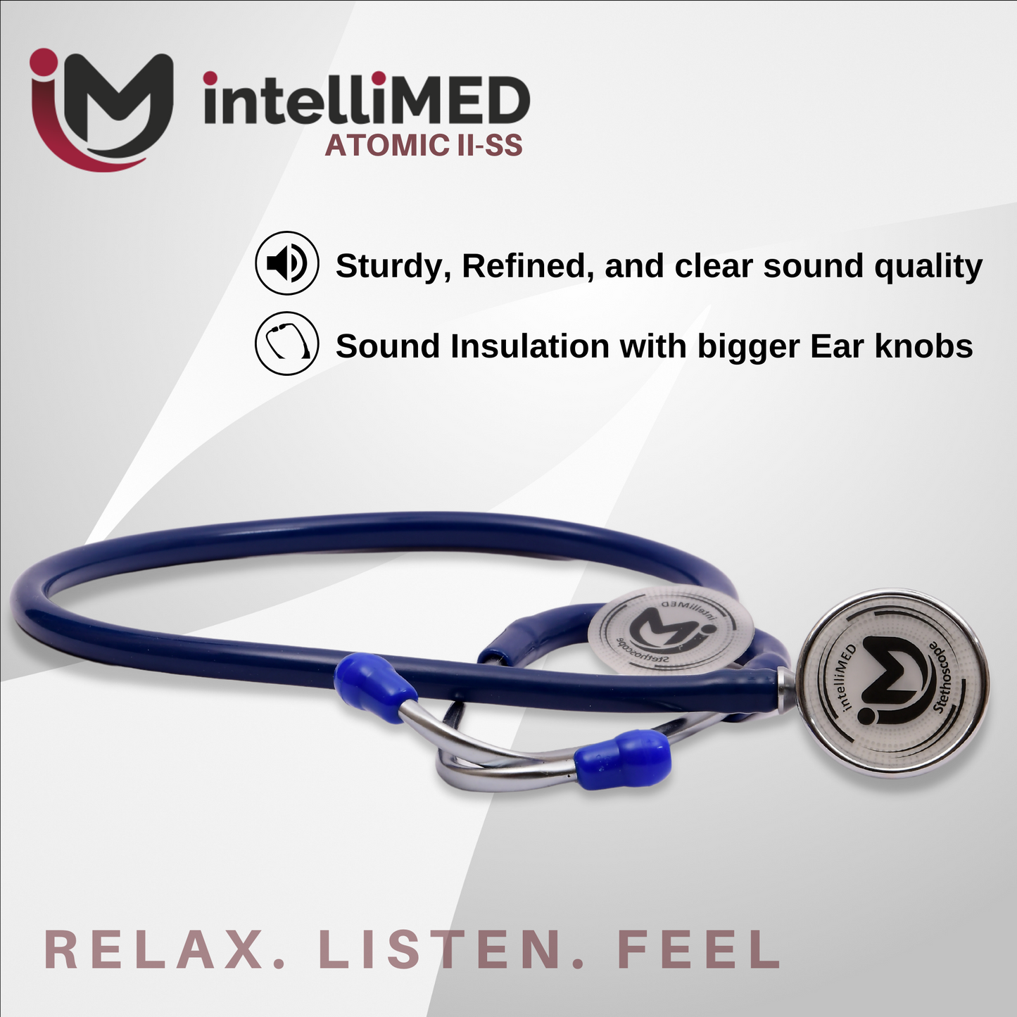 intelliMED Atomic II-SS Stethoscope, Dual head Stainless Steel Stethoscope with enhanced acoustic Clarity, 1 Year Warranty