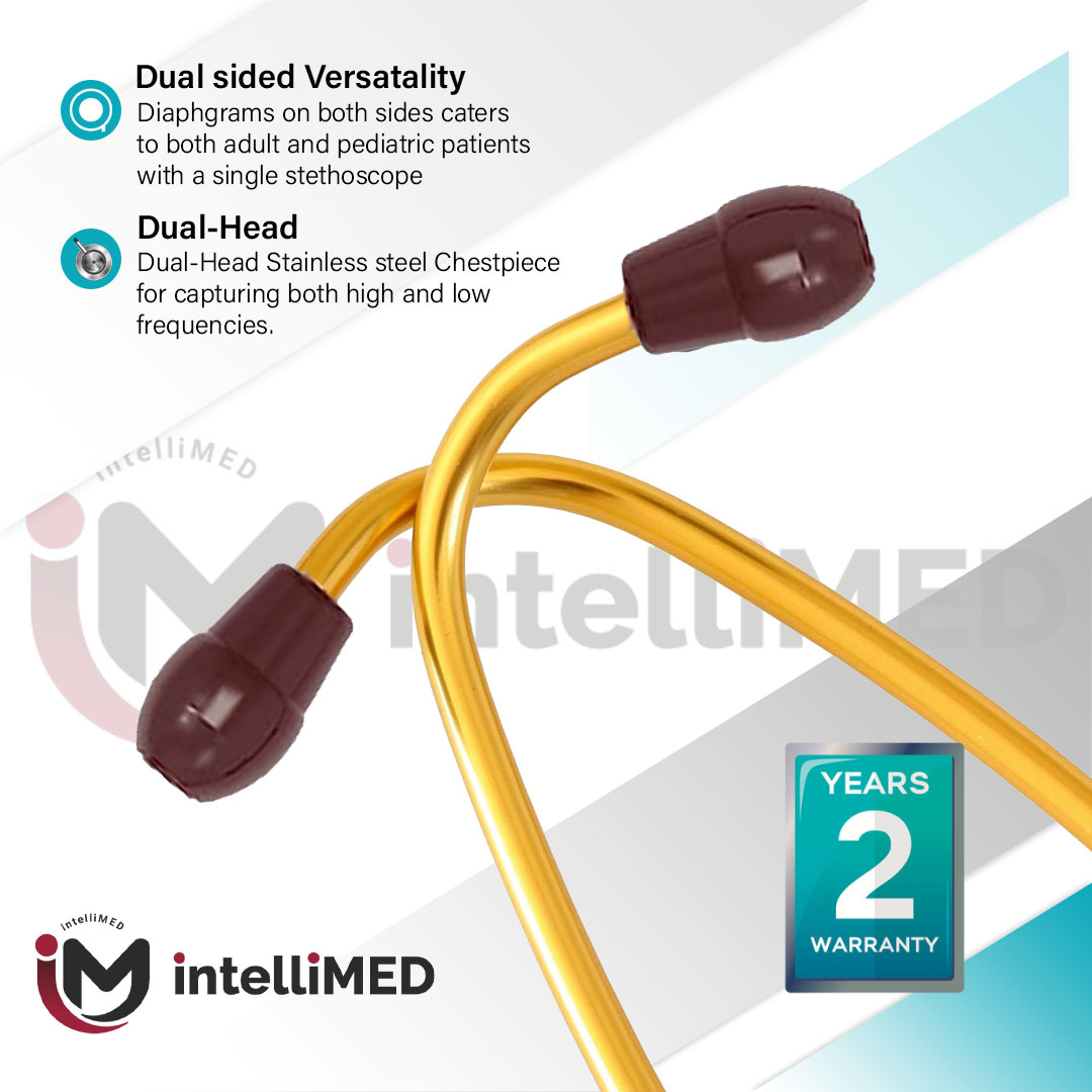 intelliMED ProCardio Stethoscope, French Gold Edition, Stethoscope with Refined sound, sensitivity & Clarity, 2 Years Warranty