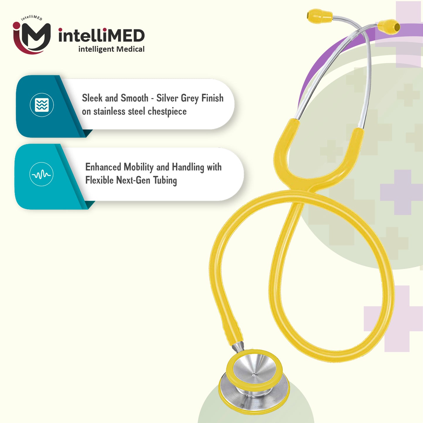 intelliMED Evolv II Stainess Steel Stethoscope with enhanced acoustic Clarity, 1 Year Warranty