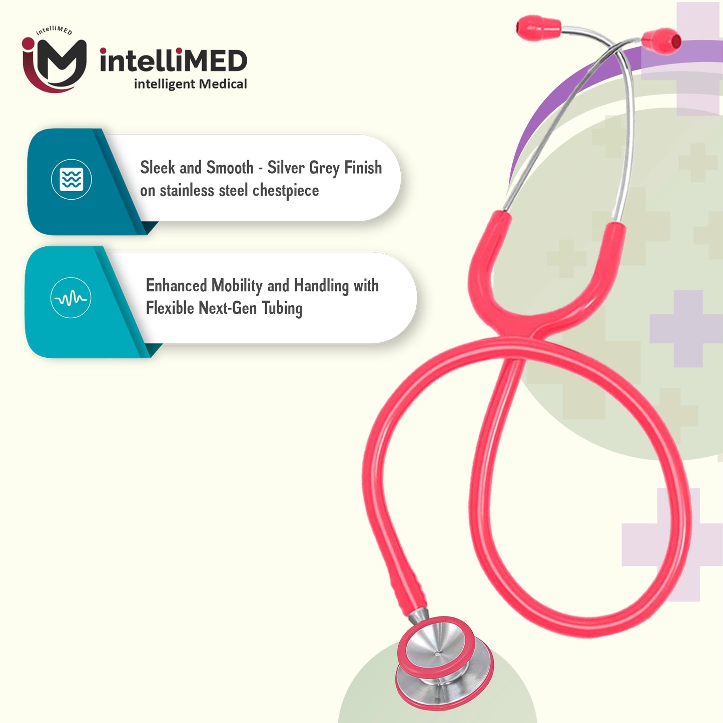 intelliMED Evolv II Stainess Steel Stethoscope with enhanced acoustic Clarity, 1 Year Warranty