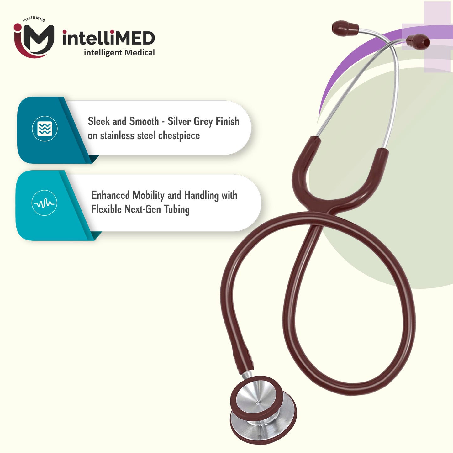 intelliMED Evolv II Stainess Steel Stethoscope with enhanced acoustic Clarity, 1 Year Warranty