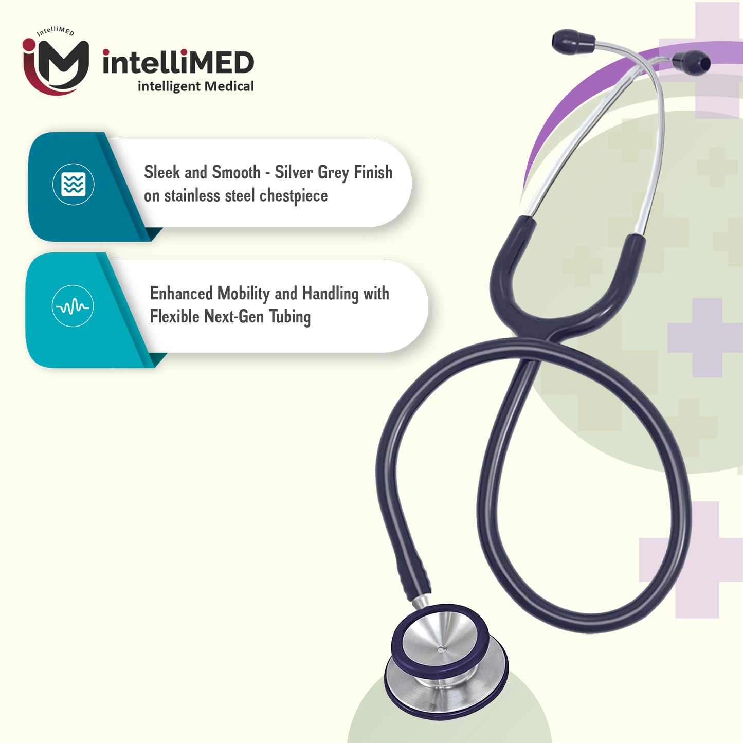 intelliMED Evolv II Stainess Steel Stethoscope with enhanced acoustic Clarity, 1 Year Warranty