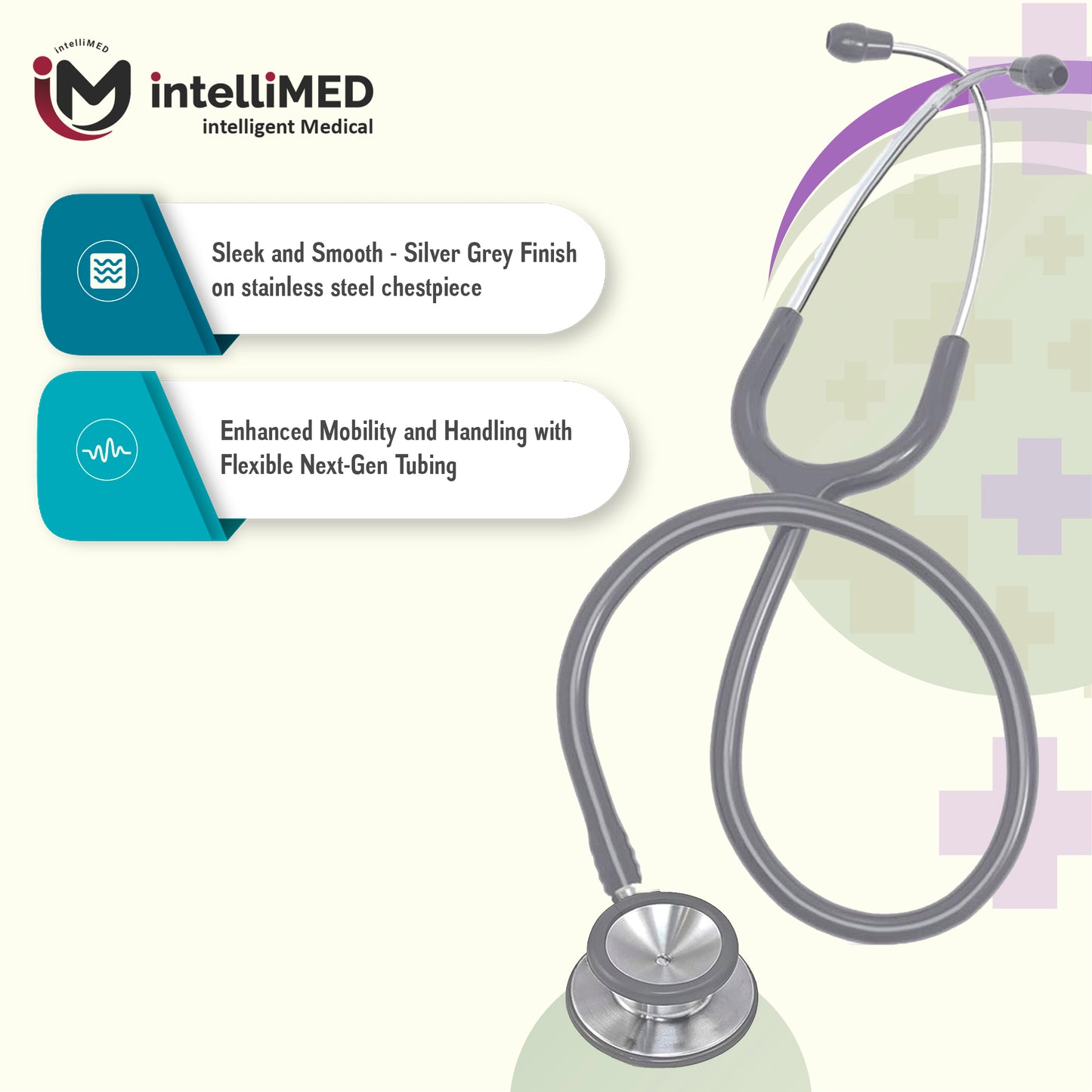 intelliMED Evolv II Stainess Steel Stethoscope with enhanced acoustic Clarity, 1 Year Warranty