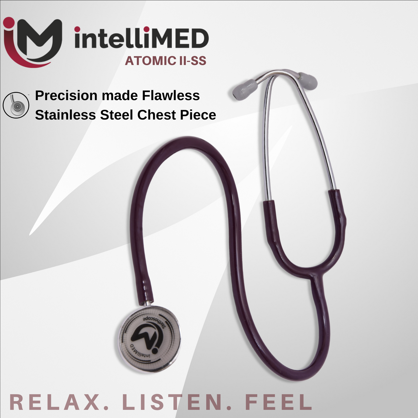 intelliMED Atomic II-SS Stethoscope, Dual head Stainless Steel Stethoscope with enhanced acoustic Clarity, 1 Year Warranty
