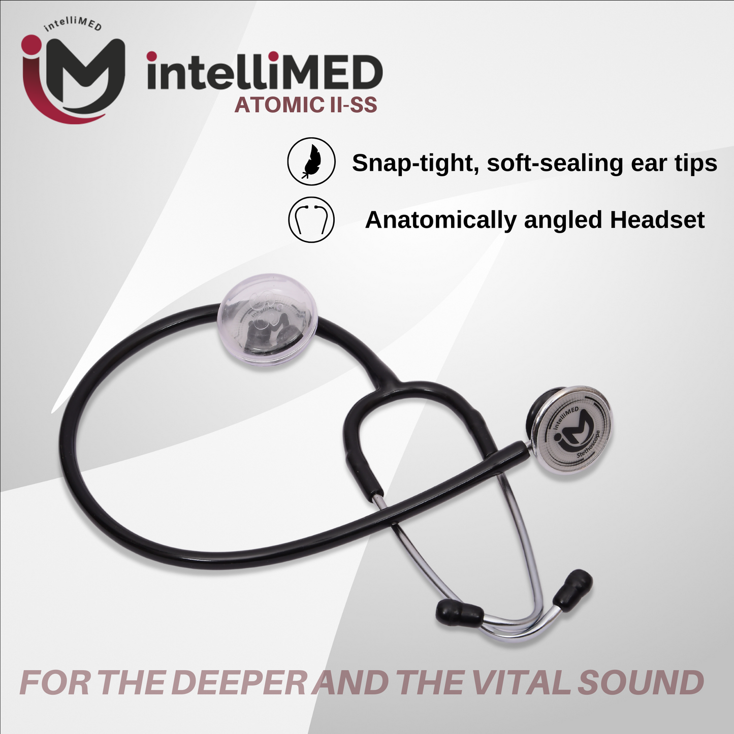intelliMED Atomic II-SS Stethoscope, Dual head Stainless Steel Stethoscope with enhanced acoustic Clarity, 1 Year Warranty