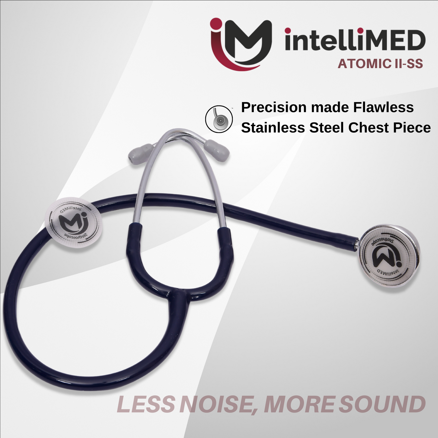 intelliMED Atomic II-SS Stethoscope, Dual head Stainless Steel Stethoscope with enhanced acoustic Clarity, 1 Year Warranty