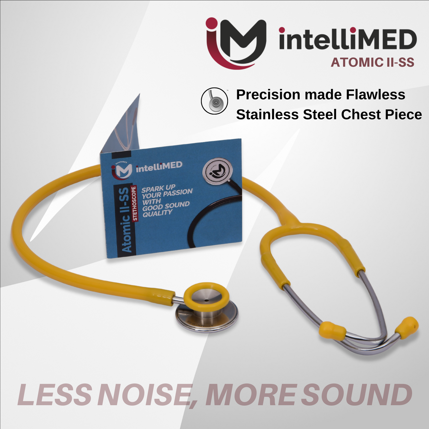 intelliMED Atomic II-SS Stethoscope, Dual head Stainless Steel Stethoscope with enhanced acoustic Clarity, 1 Year Warranty