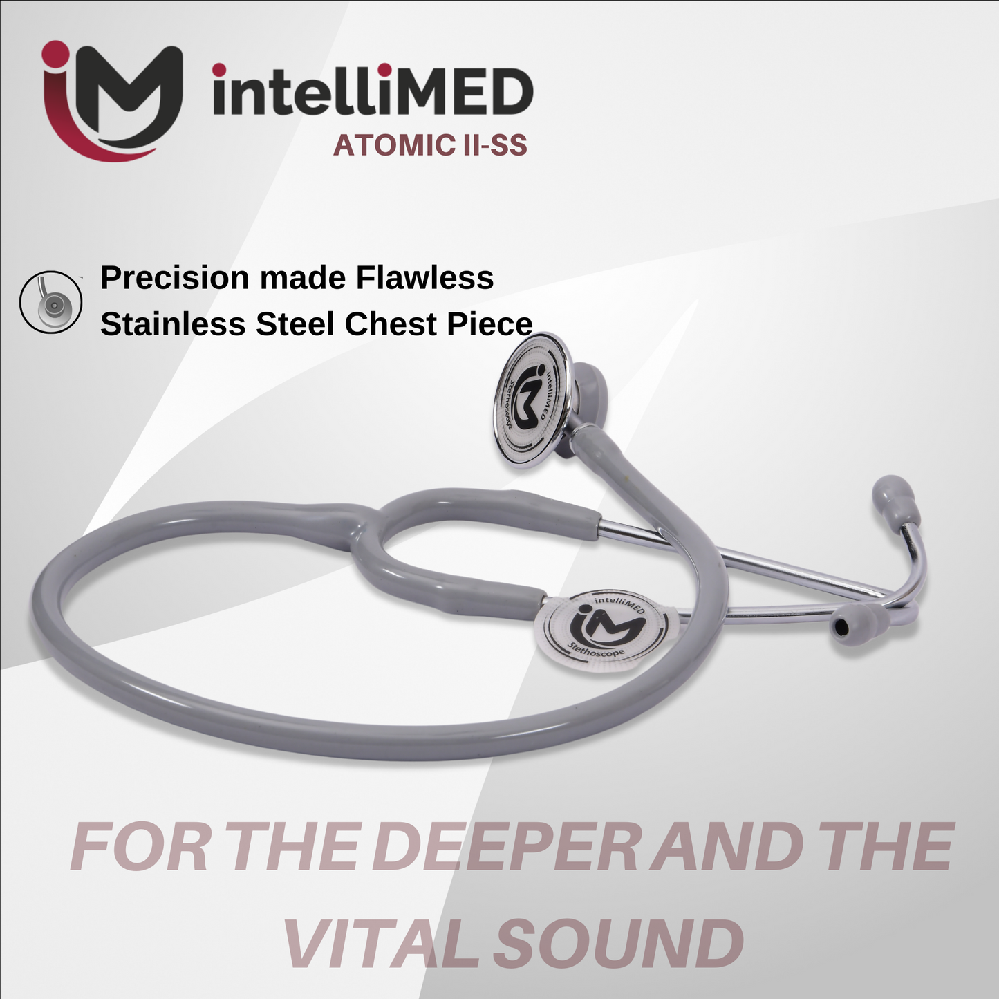 intelliMED Atomic II-SS Stethoscope, Dual head Stainless Steel Stethoscope with enhanced acoustic Clarity, 1 Year Warranty