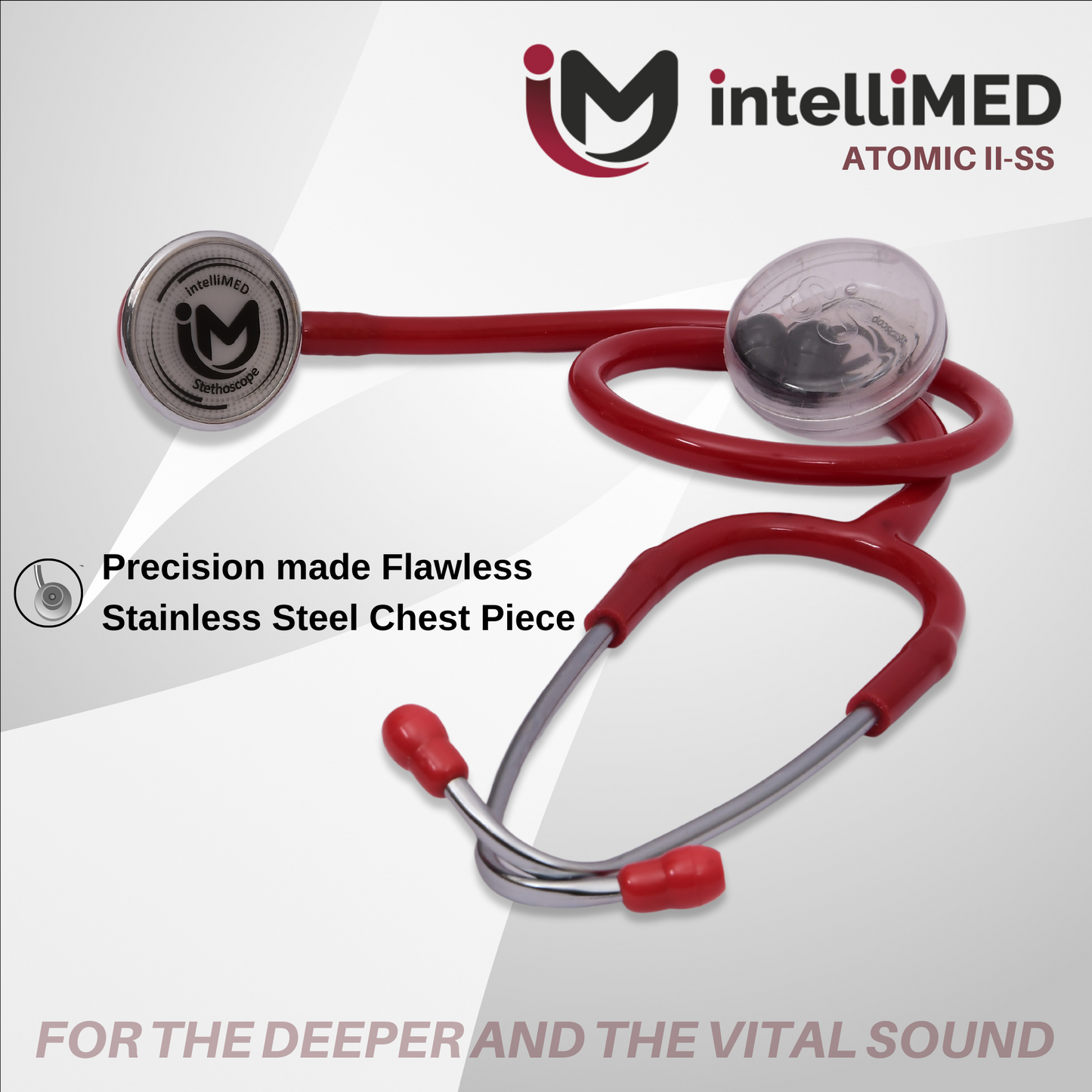 intelliMED Atomic II-SS Stethoscope, Dual head Stainless Steel Stethoscope with enhanced acoustic Clarity, 1 Year Warranty