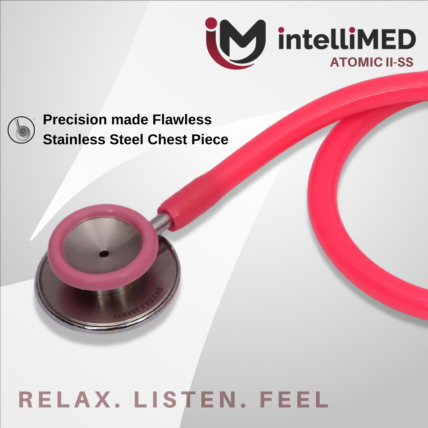 intelliMED Atomic II-SS Stethoscope, Dual head Stainless Steel Stethoscope with enhanced acoustic Clarity, 1 Year Warranty