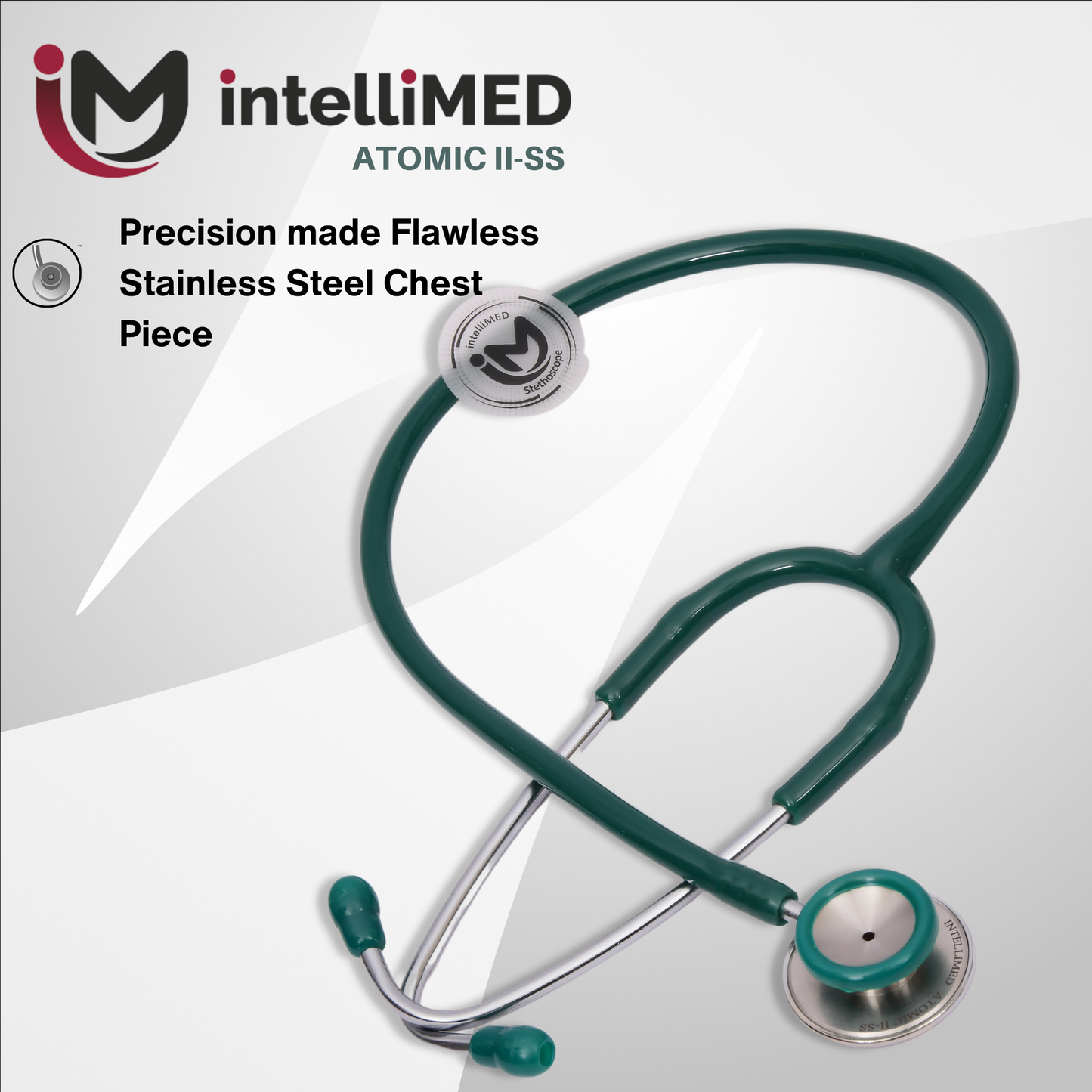 intelliMED Atomic II-SS Stethoscope, Dual head Stainless Steel Stethoscope with enhanced acoustic Clarity, 1 Year Warranty