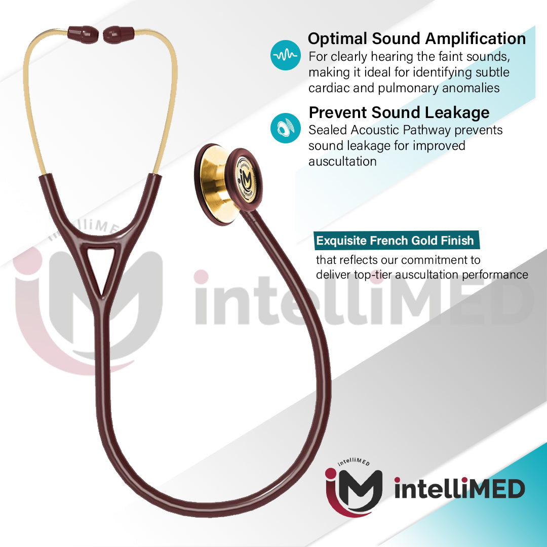 intelliMED ProCardio Stethoscope, French Gold Edition, Stethoscope with Refined sound, sensitivity & Clarity, 2 Years Warranty