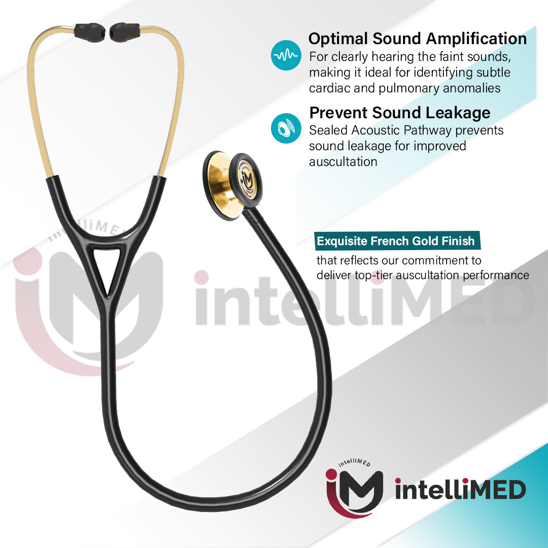 intelliMED ProCardio Stethoscope, French Gold Edition, Stethoscope with Refined sound, sensitivity & Clarity, 2 Years Warranty