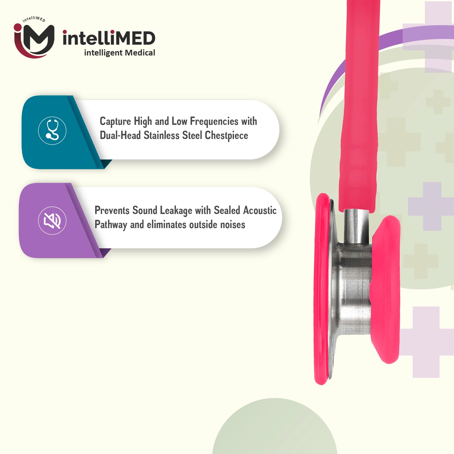 intelliMED Evolv II Stainess Steel Stethoscope with enhanced acoustic Clarity, 1 Year Warranty