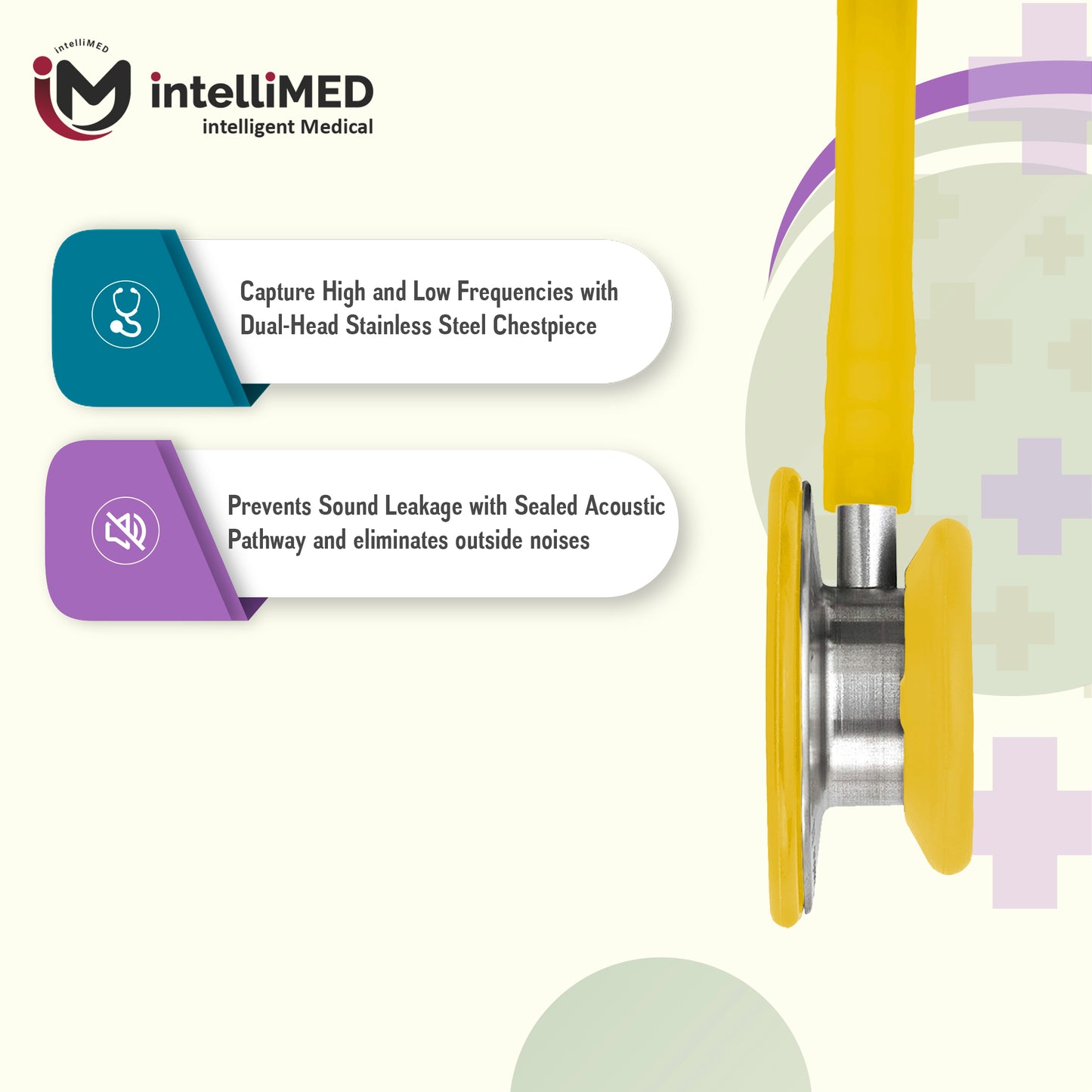 intelliMED Evolv II Stainess Steel Stethoscope with enhanced acoustic Clarity, 1 Year Warranty