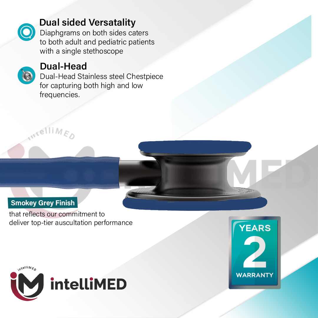 intelliMED ProCardio Stethoscope, Smoke Grey Edition, Stethoscope with Refined sound, sensitivity & Clarity, 2 Years Warranty