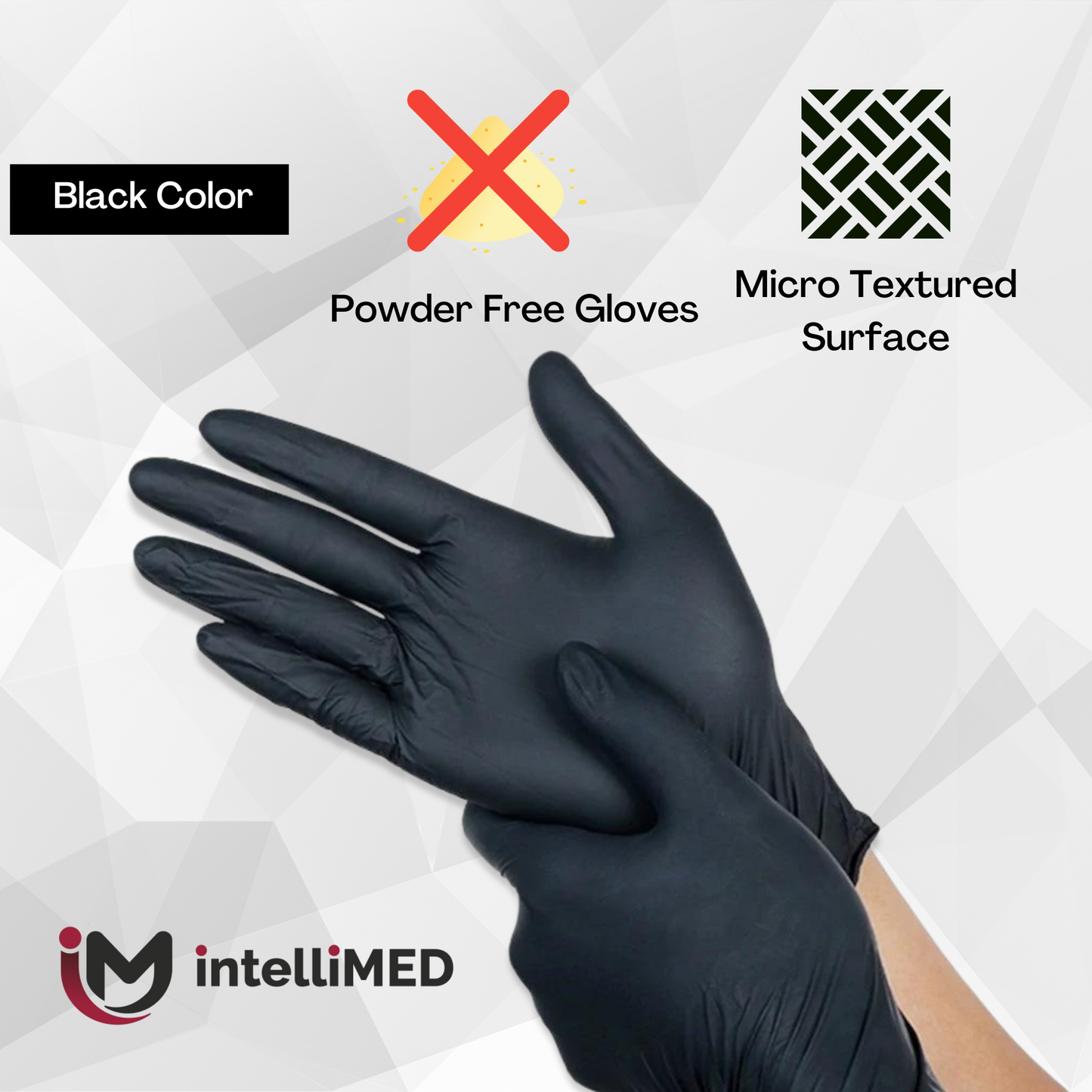 intelliMED Powder Free Nitirle Exam Gloves ( Black Color )