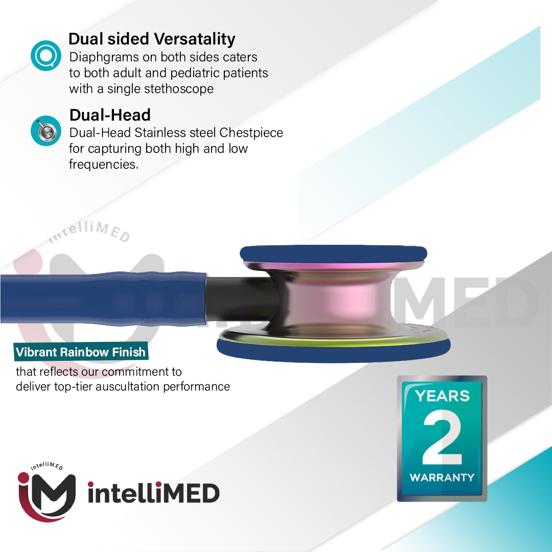 intelliMED ProCardio Stethoscope, Vibrant Rainbow Edition, Stethoscope with Refined sound, sensitivity & Clarity, 2 Years Warranty