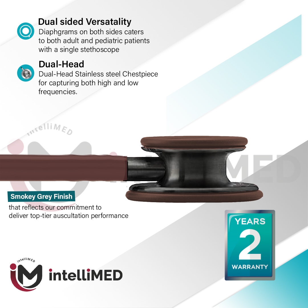 intelliMED ProCardio Stethoscope, Smoke Grey Edition, Stethoscope with Refined sound, sensitivity & Clarity, 2 Years Warranty