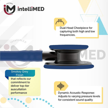 intelliMED Ultrascope Stethoscope, Smoke Grey Edition, Stethoscope with Refined sound, sensitivity & Clarity, 1 Year Warranty