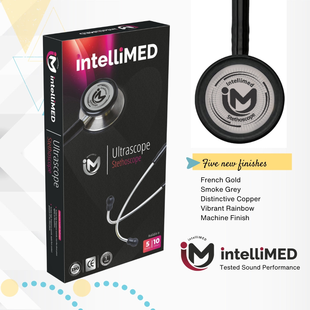 intelliMED Ultrascope Stethoscope, Smoke Grey Edition, Stethoscope with Refined sound, sensitivity & Clarity, 1 Year Warranty