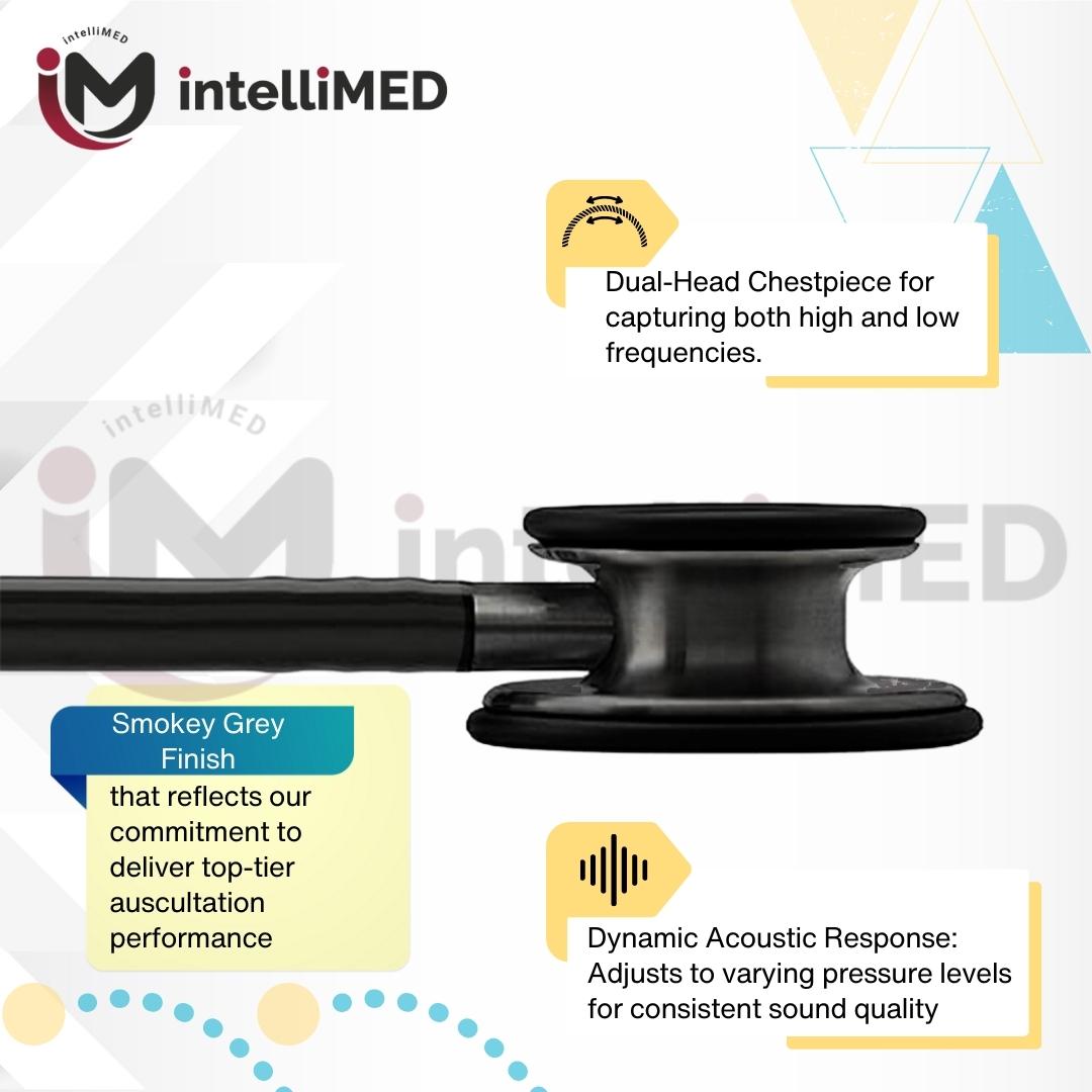 intelliMED Ultrascope Stethoscope, Smoke Grey Edition, Stethoscope with Refined sound, sensitivity & Clarity, 1 Year Warranty