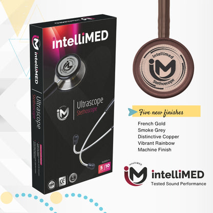 intelliMED Ultrascope Stethoscope, French Gold Edition, Stethoscope with Refined sound, sensitivity & Clarity, 1 Year Warranty