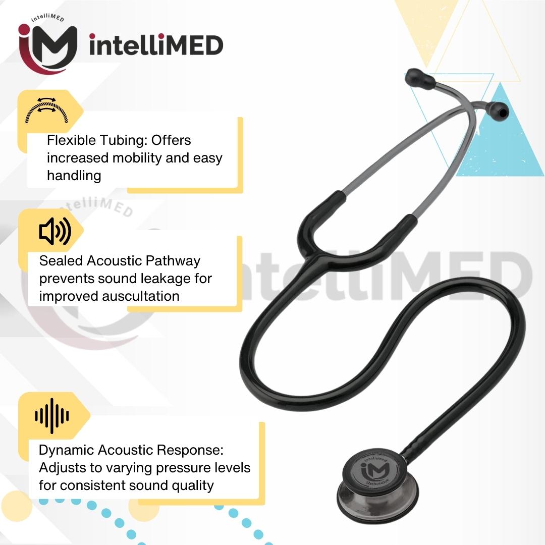 intelliMED Ultrascope Stethoscope, Smoke Grey Edition, Stethoscope with Refined sound, sensitivity & Clarity, 1 Year Warranty