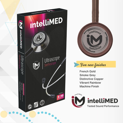 intelliMED Ultrascope Stethoscope, Smoke Grey Edition, Stethoscope with Refined sound, sensitivity & Clarity, 1 Year Warranty