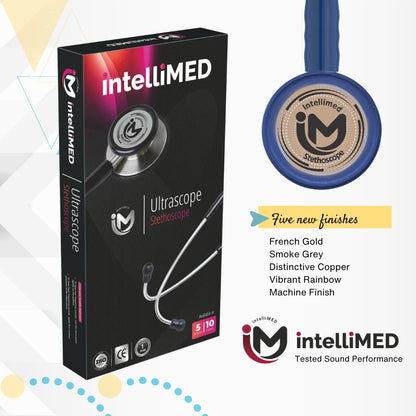 intelliMED Ultrascope Stethoscope, French Gold Edition, Stethoscope with Refined sound, sensitivity & Clarity, 1 Year Warranty