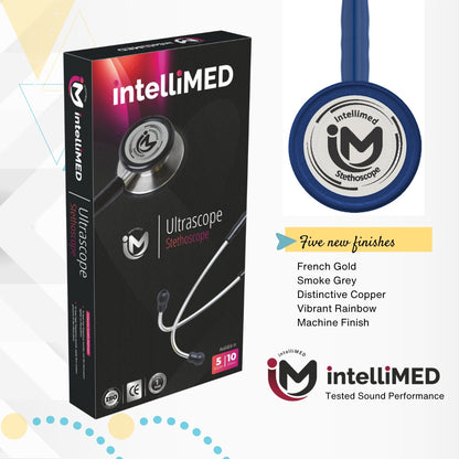 intelliMED Ultrascope Stethoscope, Smoke Grey Edition, Stethoscope with Refined sound, sensitivity & Clarity, 1 Year Warranty