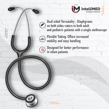intelliMED Ultra Pediatric & Neonatal Stethoscope, Stainless steel dual head stethoscope for Pediatric & Infant, 1 Year Warranty