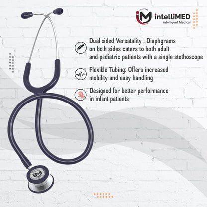 intelliMED Ultra Pediatric & Neonatal Stethoscope, Stainless steel dual head stethoscope for Pediatric & Infant, 1 Year Warranty
