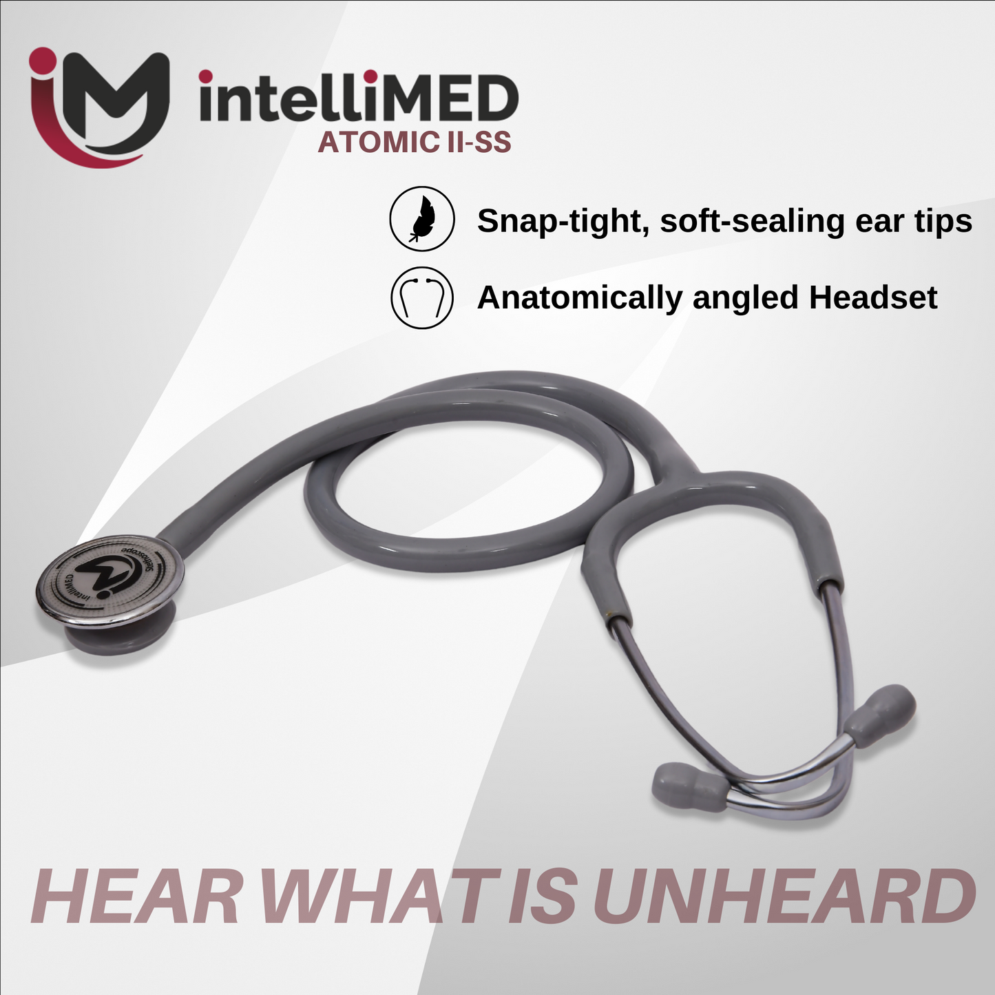 intelliMED Atomic II-SS Stethoscope, Dual head Stainless Steel Stethoscope with enhanced acoustic Clarity, 1 Year Warranty