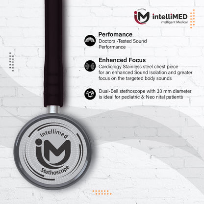 intelliMED Ultra Pediatric & Neonatal Stethoscope, Stainless steel dual head stethoscope for Pediatric & Infant, 1 Year Warranty