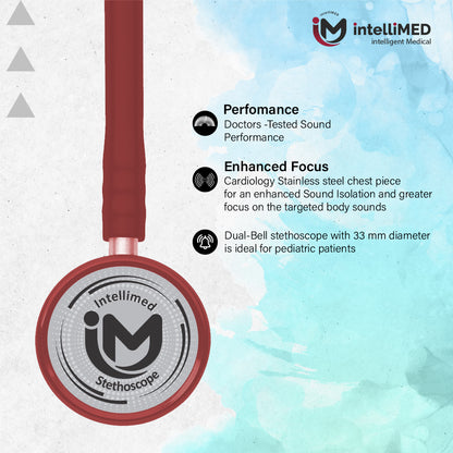 intelliMED Evolv Pediatric Stainless Steel Stethoscope, 1 Year Warranty