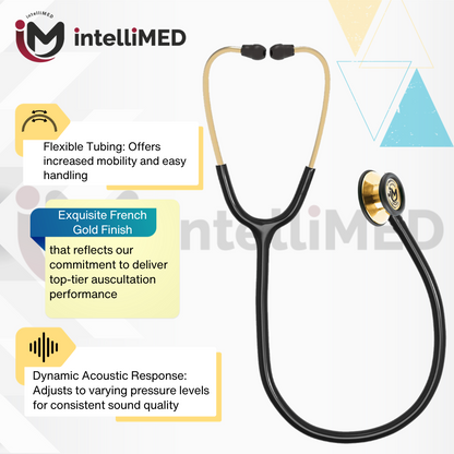 intelliMED Ultrascope Stethoscope, French Gold Edition, Stethoscope with Refined sound, sensitivity & Clarity, 1 Year Warranty