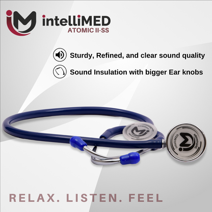 intelliMED Atomic II-SS Stethoscope, Dual head Stainless Steel Stethoscope with enhanced acoustic Clarity, 1 Year Warranty