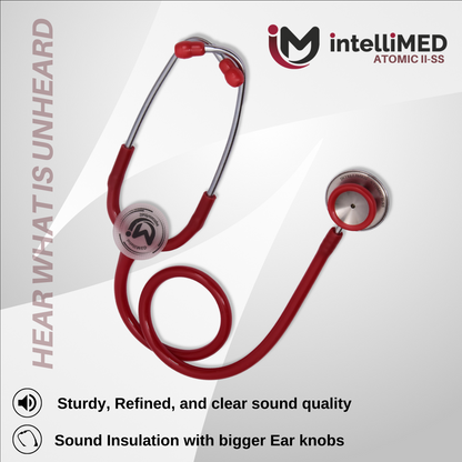 intelliMED Atomic II-SS Stethoscope, Dual head Stainless Steel Stethoscope with enhanced acoustic Clarity, 1 Year Warranty