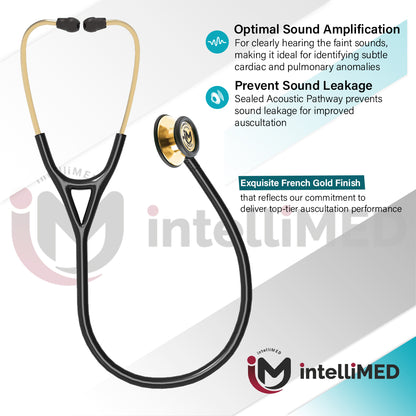 intelliMED ProCardio Stethoscope, French Gold Edition, Stethoscope with Refined sound, sensitivity & Clarity, 2 Years Warranty