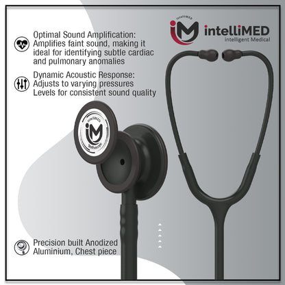 intelliMED Evolv Duo Matte Black Finish Stethoscope, Featherweight Stethoscope with Dynamic Acoustic Response, 1 Year Warranty