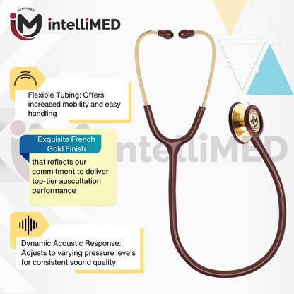 intelliMED Ultrascope Stethoscope, French Gold Edition, Stethoscope with Refined sound, sensitivity & Clarity, 1 Year Warranty