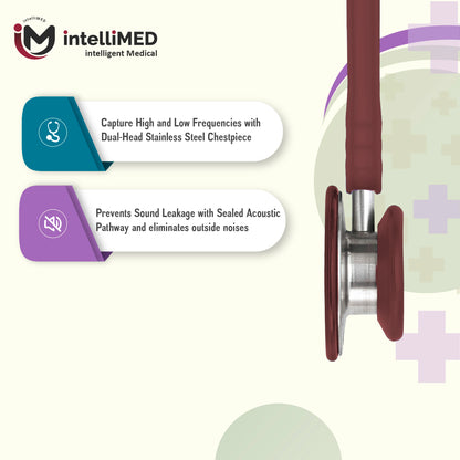 intelliMED Evolv II Stainess Steel Stethoscope with enhanced acoustic Clarity, 1 Year Warranty