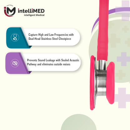 intelliMED Evolv II Stainess Steel Stethoscope with enhanced acoustic Clarity, 1 Year Warranty